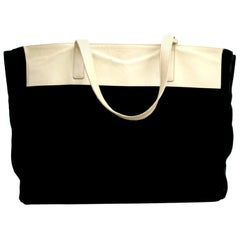 Saint Laurent Black and Beige Shopping Bag