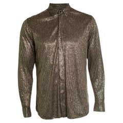 Saint Laurent, Camicia in lurex a righe nere e oro