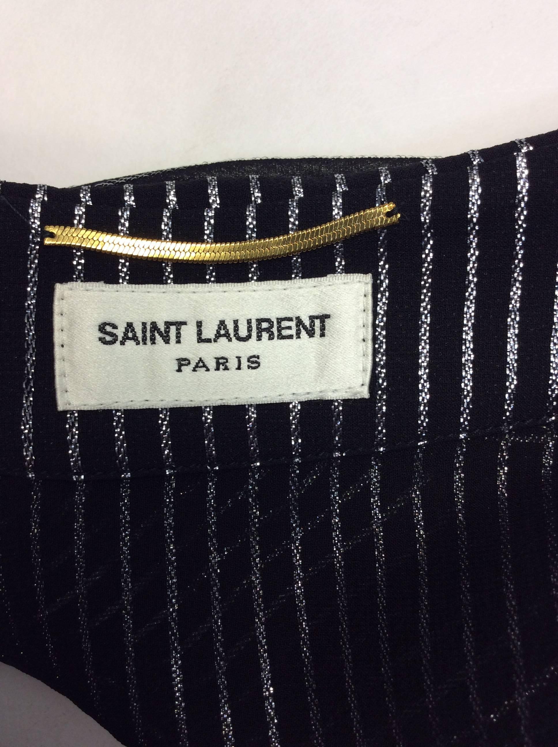 Saint Laurent Black and Silver Silk Blouse NWT For Sale 2