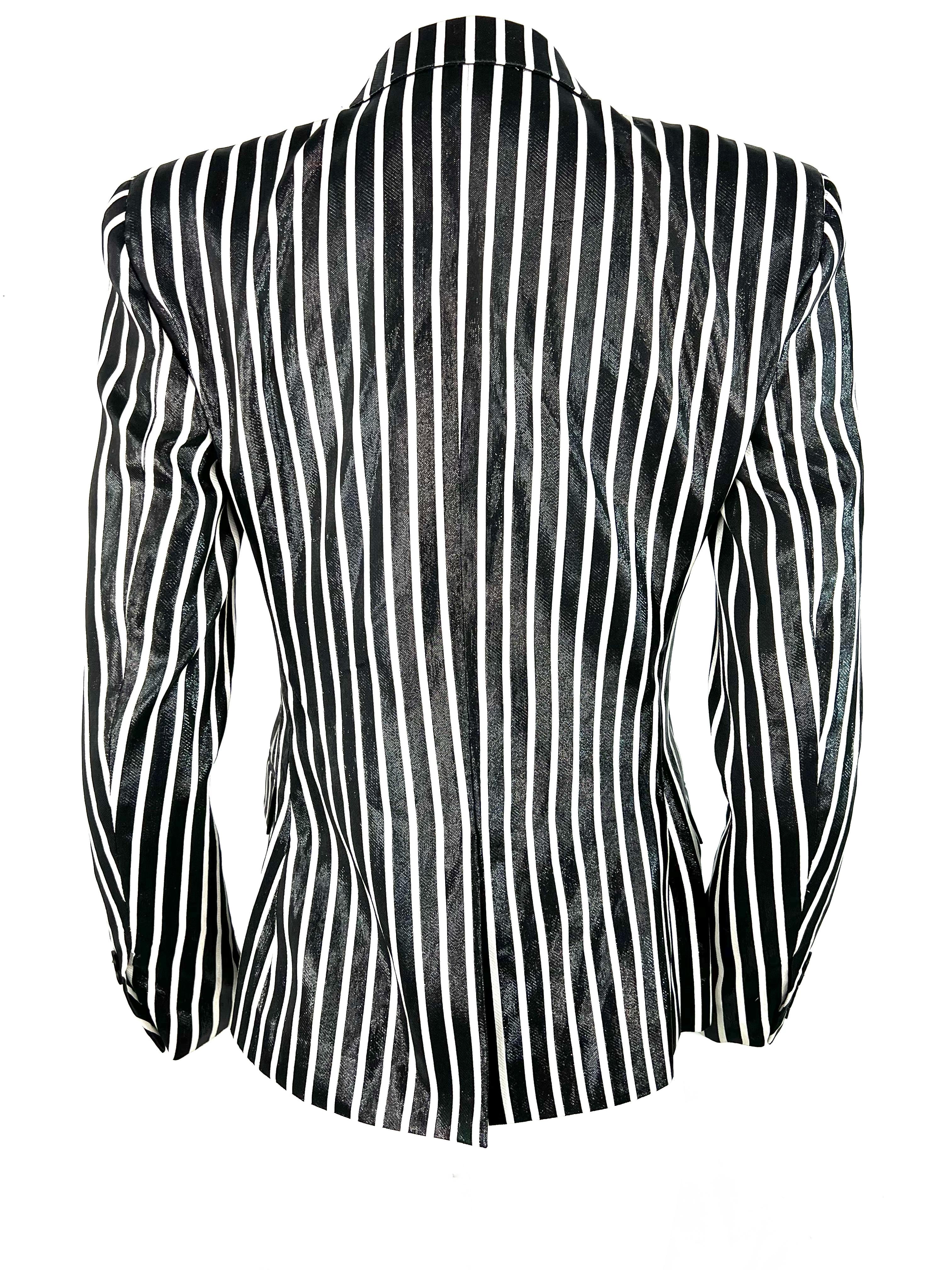 Women's Saint Laurent Black and White Blazer, Size 42 For Sale