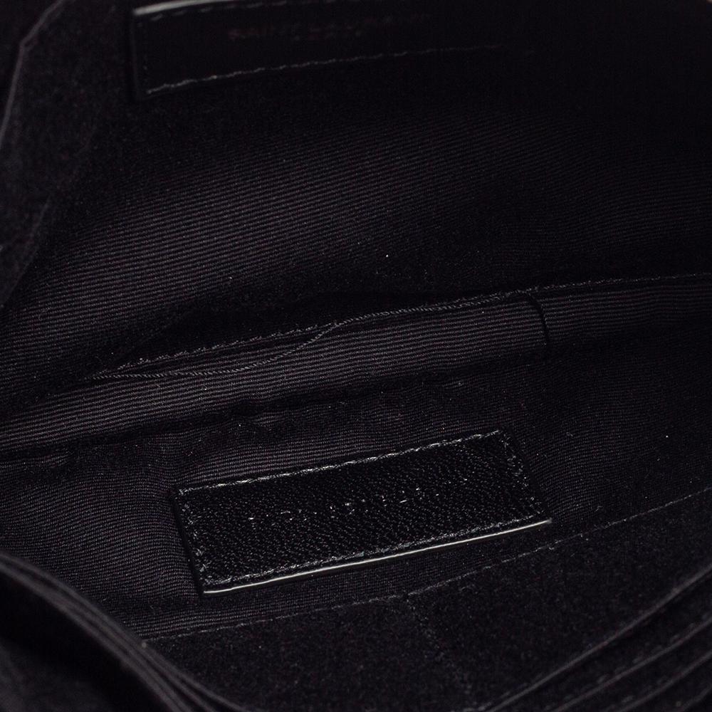 Saint Laurent Black Bandana Print Fabric Monogram Wristlet Pouch 3
