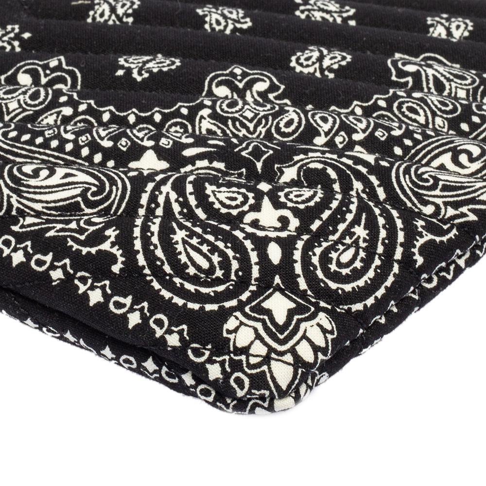 Saint Laurent Black Bandana Print Fabric Monogram Wristlet Pouch 1
