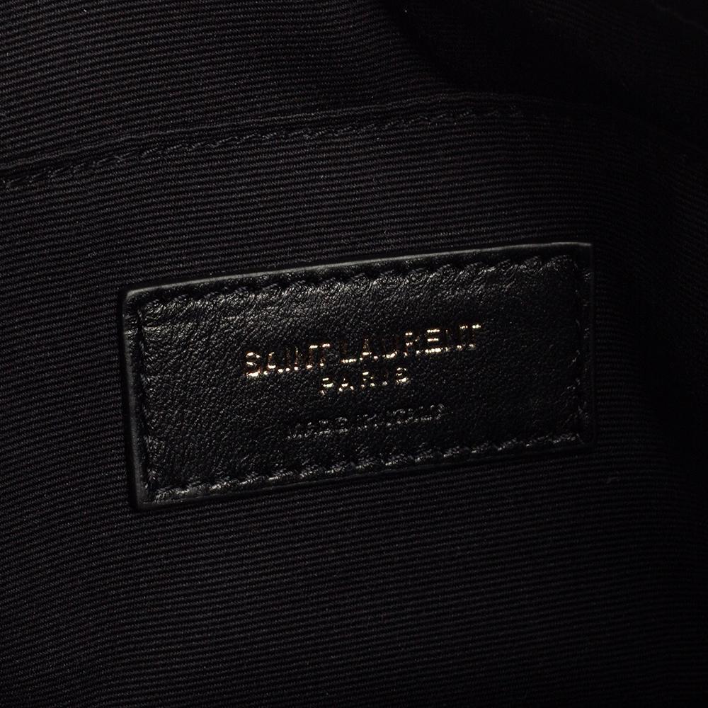 Saint Laurent Black Bandana Print Fabric Monogram Wristlet Pouch 2