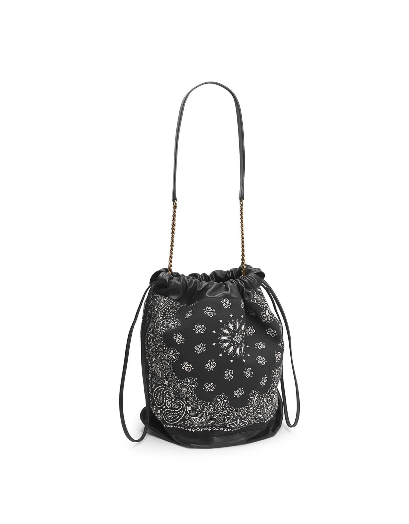 Nero Saint Laurent Borsa a secchiello con stampa bandana nera