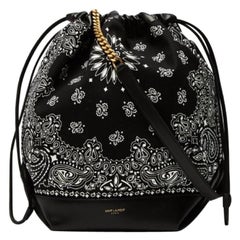 Saint Laurent Black Bandana Print Teddy Bucket Bag