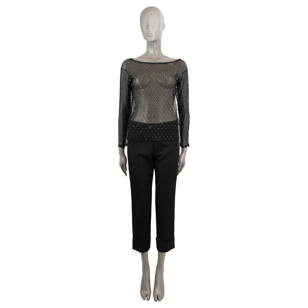 100% authentic Saint Laurent sheer top in black mesh (please note content tag has been removed). Features bead embellishment. Unlined. Has been worn and is in excellent condition.

Measurements
Tag Size	Missing Size
Size	S
Shoulder Width	45cm