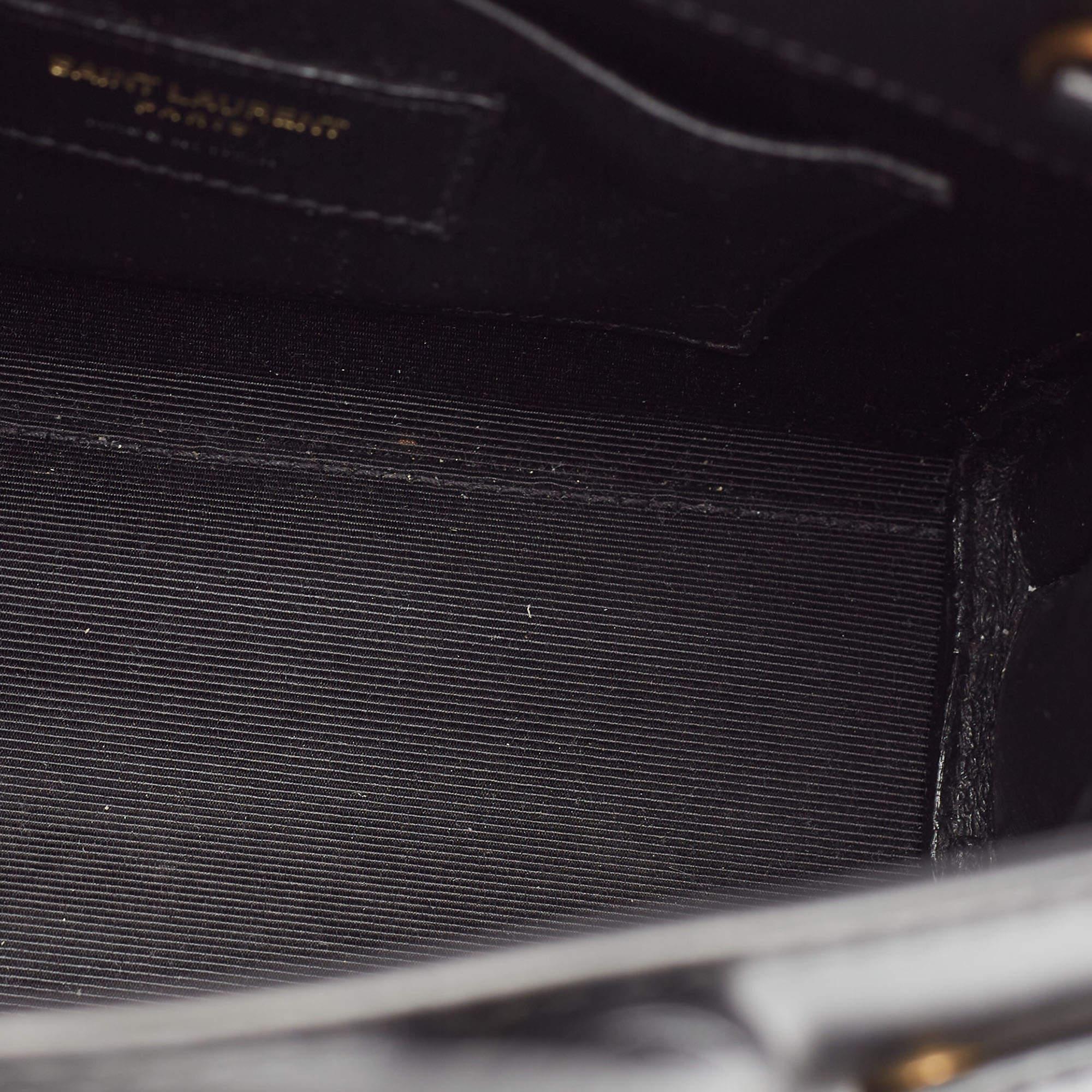 Saint Laurent Black/Beige Leather and Bamboo Woven Nano Sac De Jour Tote 3