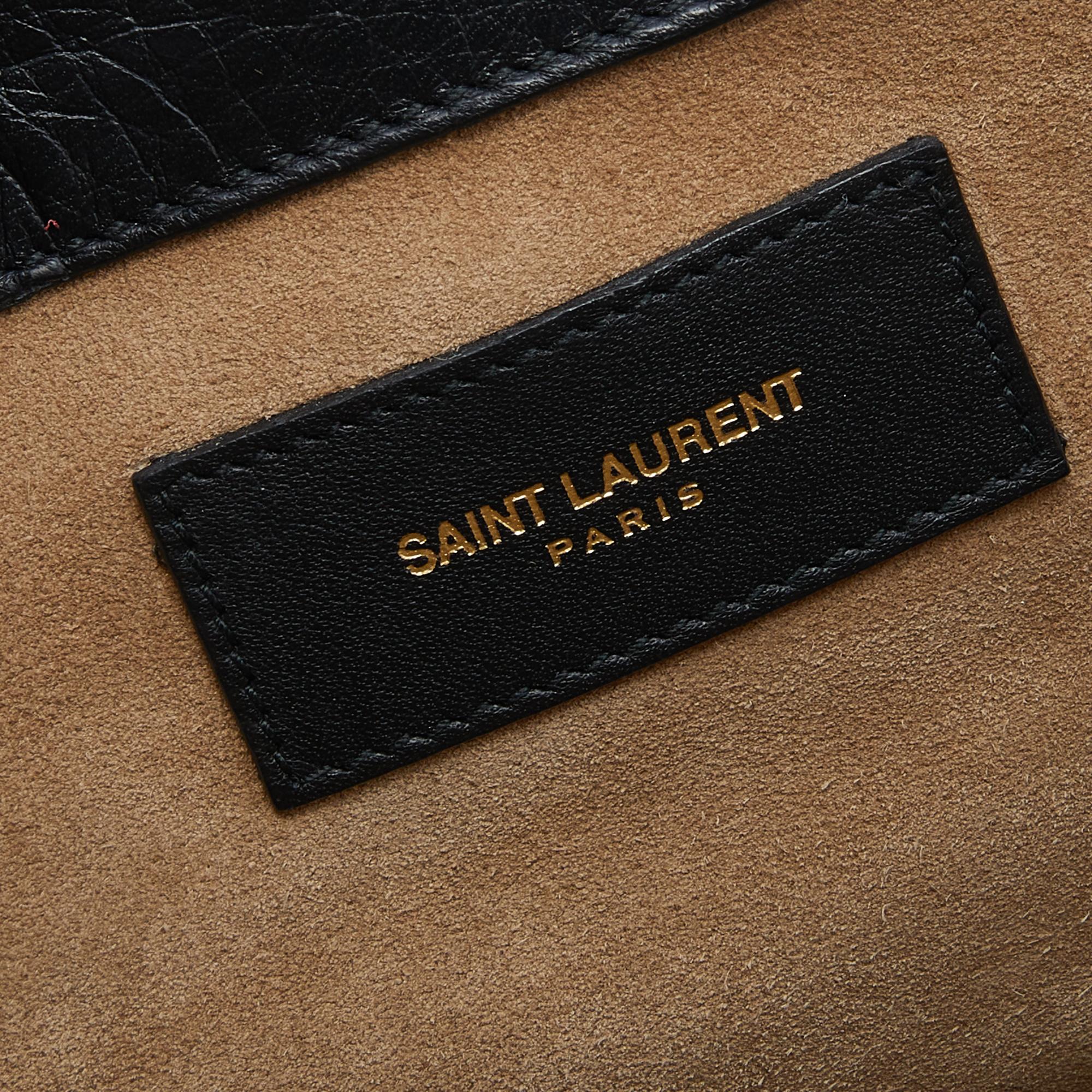 Saint Laurent Black/Beige Leather and Suede Muse Two Top Handle Bag 2