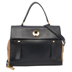 Saint Laurent Schwarz/Beige Tasche aus Leder und Wildleder mit zwei Henkeln