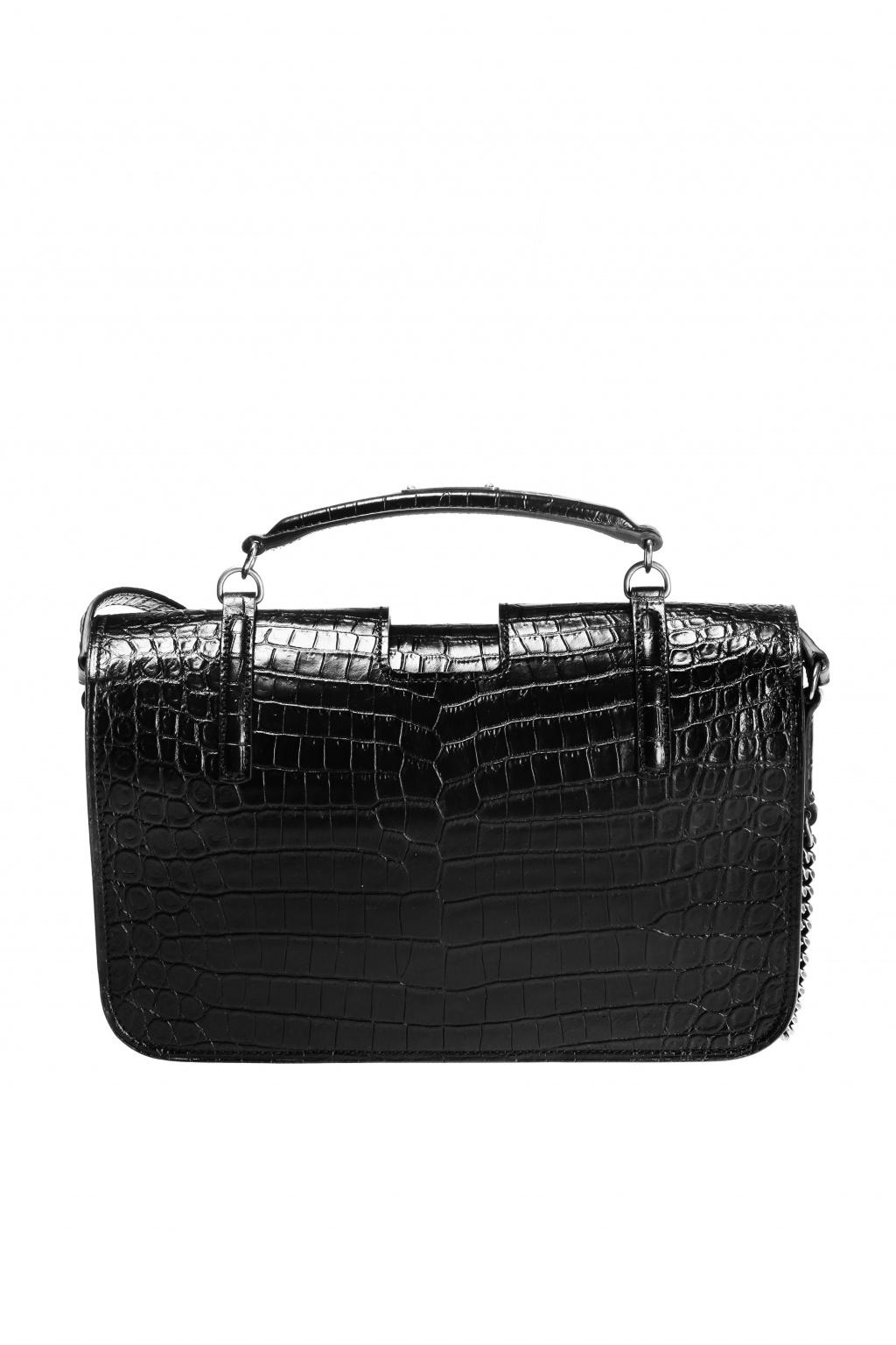 black mock croc handbag