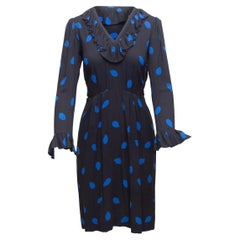 Saint Laurent Black & Blue Polka Dot Dress