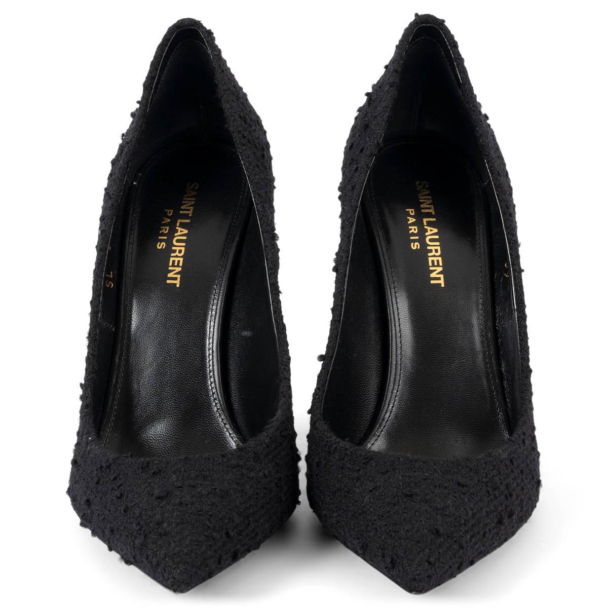 100% authentic Saint Laurent Anja 105 pumps in black bouclé. Features a pointed toe and bouclé covered stiletto heel. Brand new. Come with dust bag. 

Measurements
Imprinted Size	39
Shoe Size	39
Inside Sole	26cm (10.1in)
Width	7.5cm