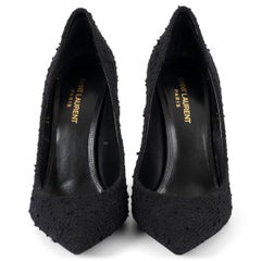 SAINT LAURENT black BOUCLE ANJA 105 Pumps Shoes 39