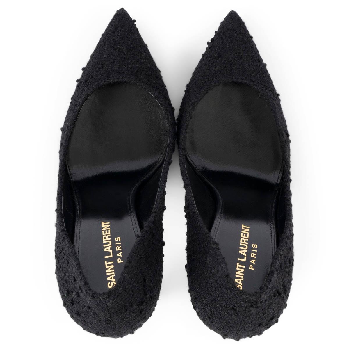 Women's SAINT LAURENT black BOUCLE ANJA 105 Pumps Shoes 39 For Sale