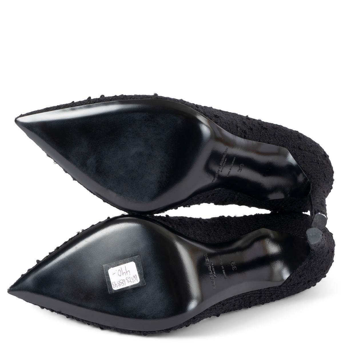 SAINT LAURENT black BOUCLE ANJA 105 Pumps Shoes 39 For Sale 2