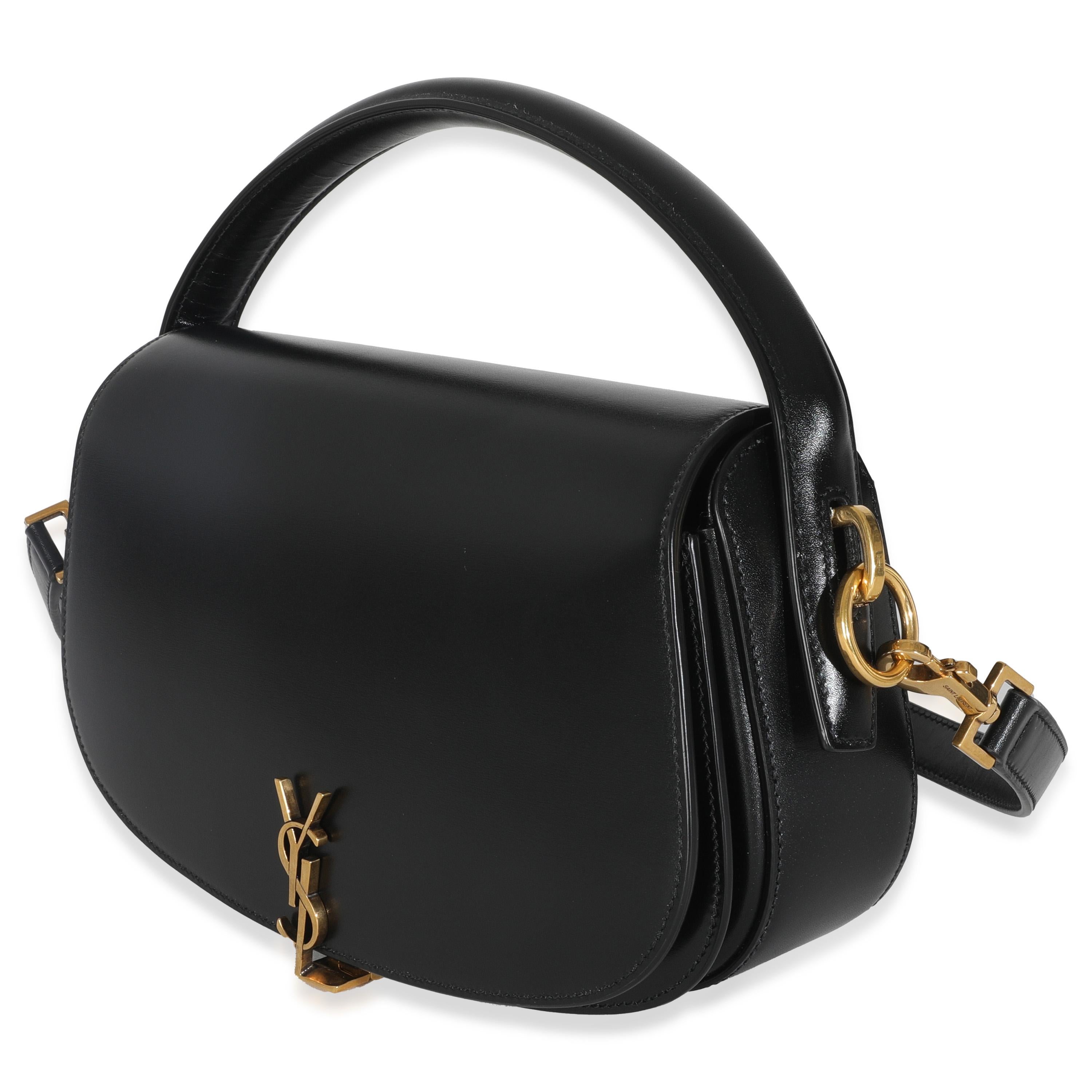 Saint Laurent Borsa a manico superiore Voltaire in pelle di vitello a scatola nera In condizioni ottime in vendita a New York, NY