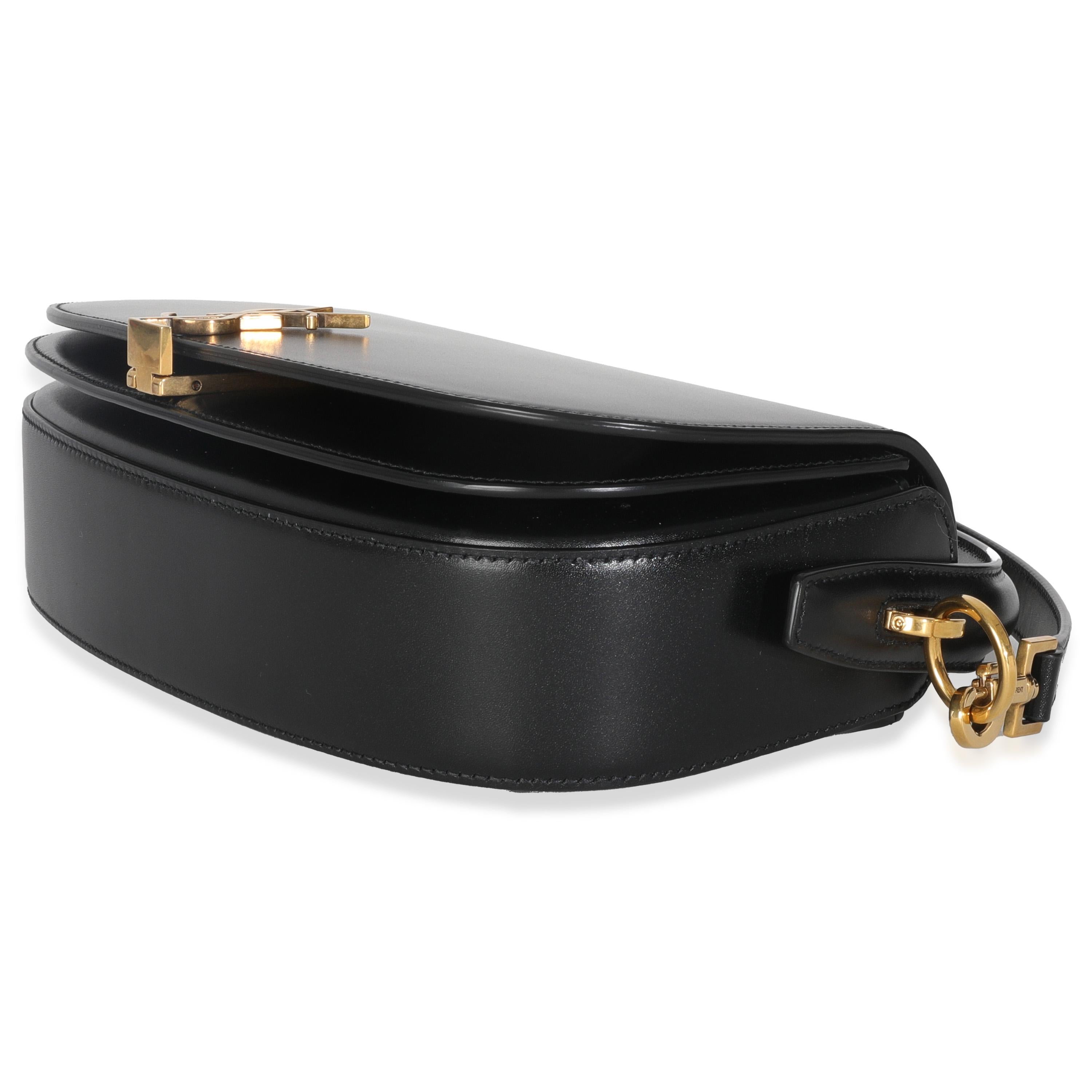 Donna Saint Laurent Borsa a manico superiore Voltaire in pelle di vitello a scatola nera in vendita