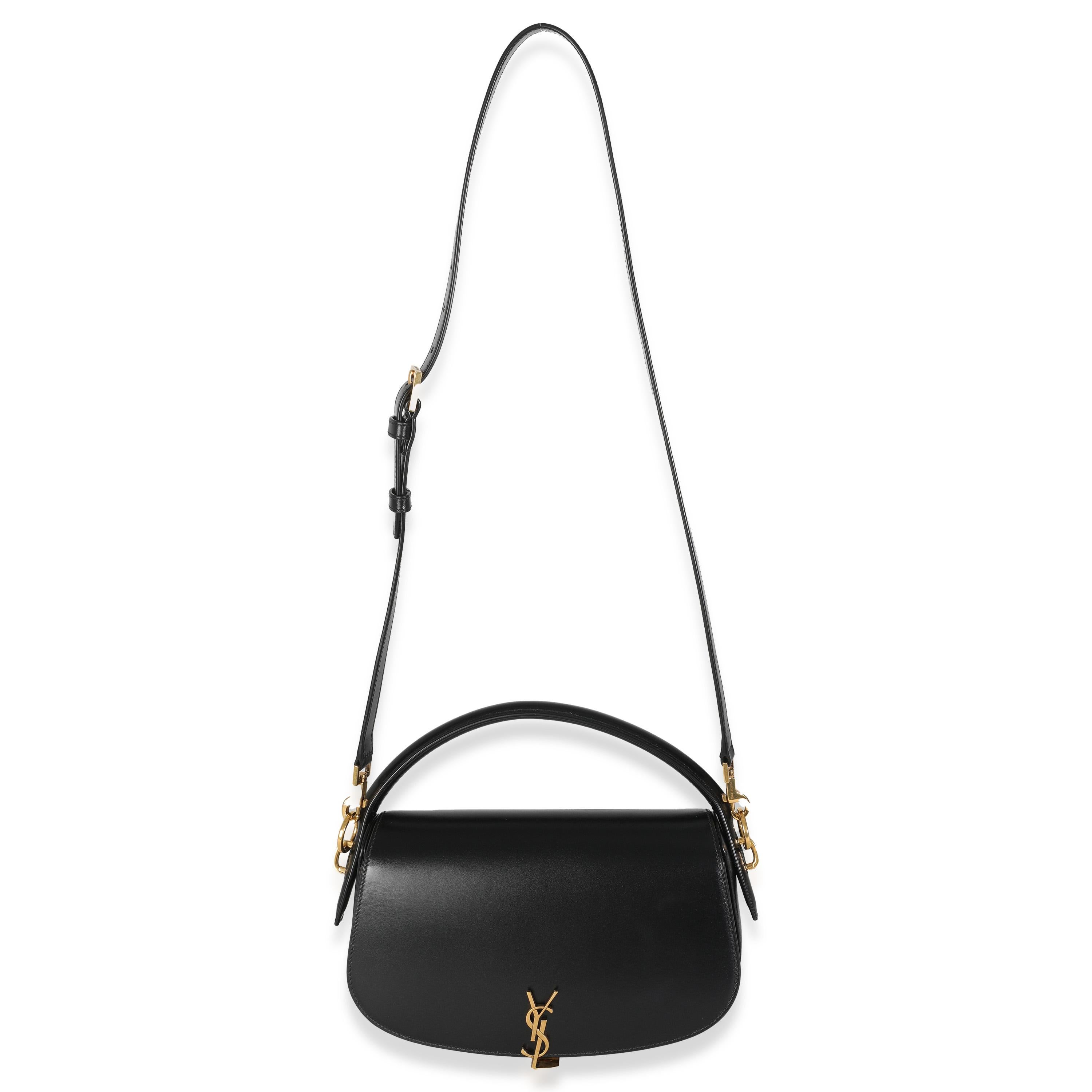 Saint Laurent Borsa a manico superiore Voltaire in pelle di vitello a scatola nera in vendita 1