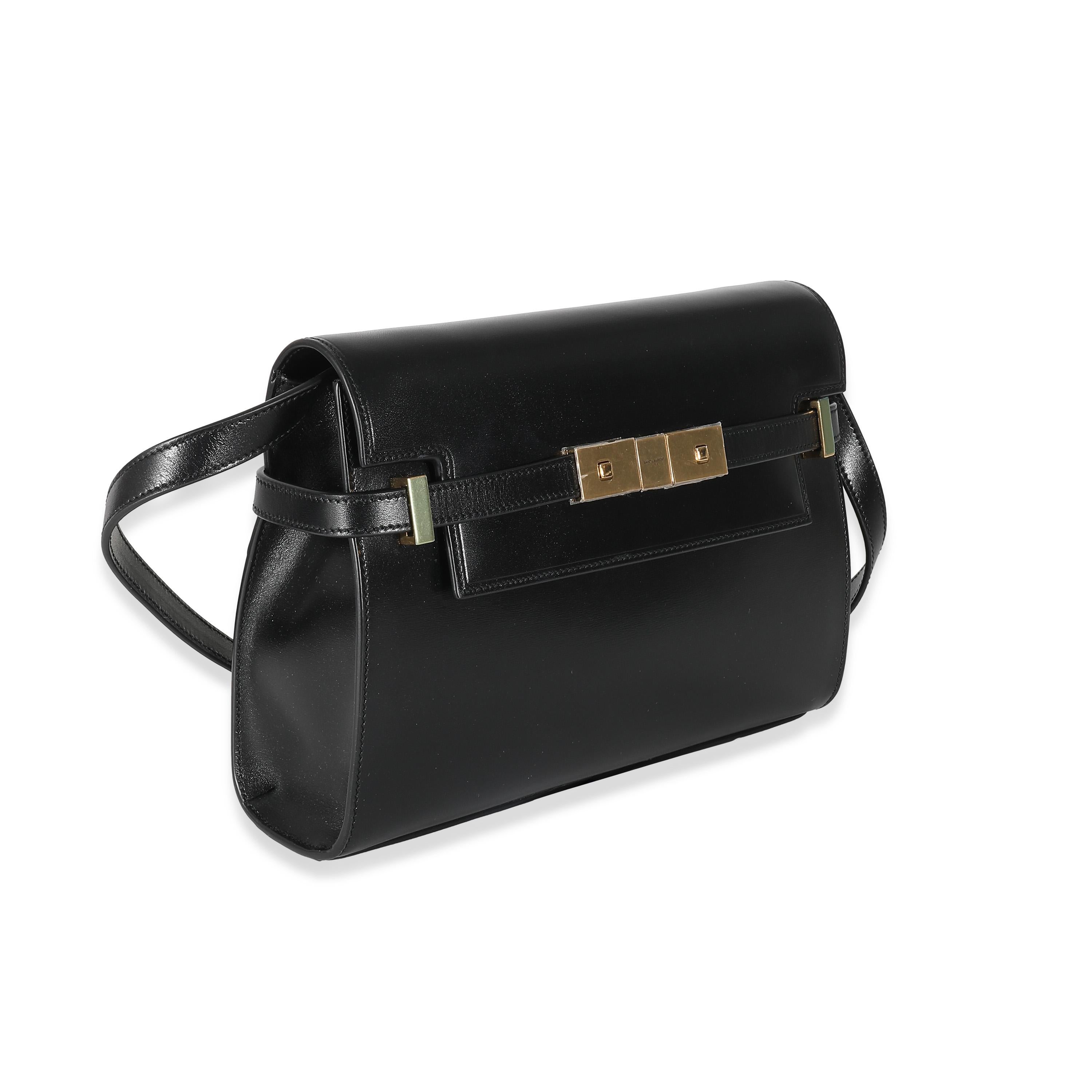 Saint Laurent Black Box Leather Small Manhattan Bag In Excellent Condition In New York, NY