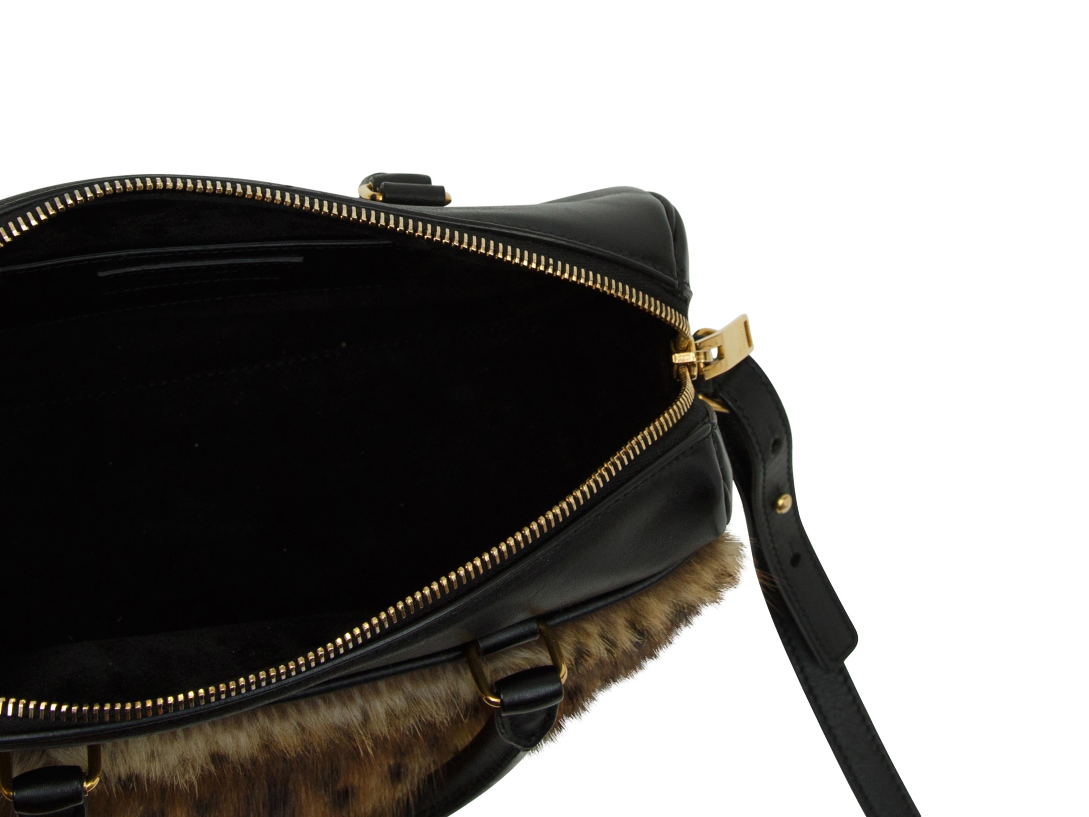 Saint Laurent Black & Brown Leather & Marmont Fur Satchel In Good Condition In New York, NY