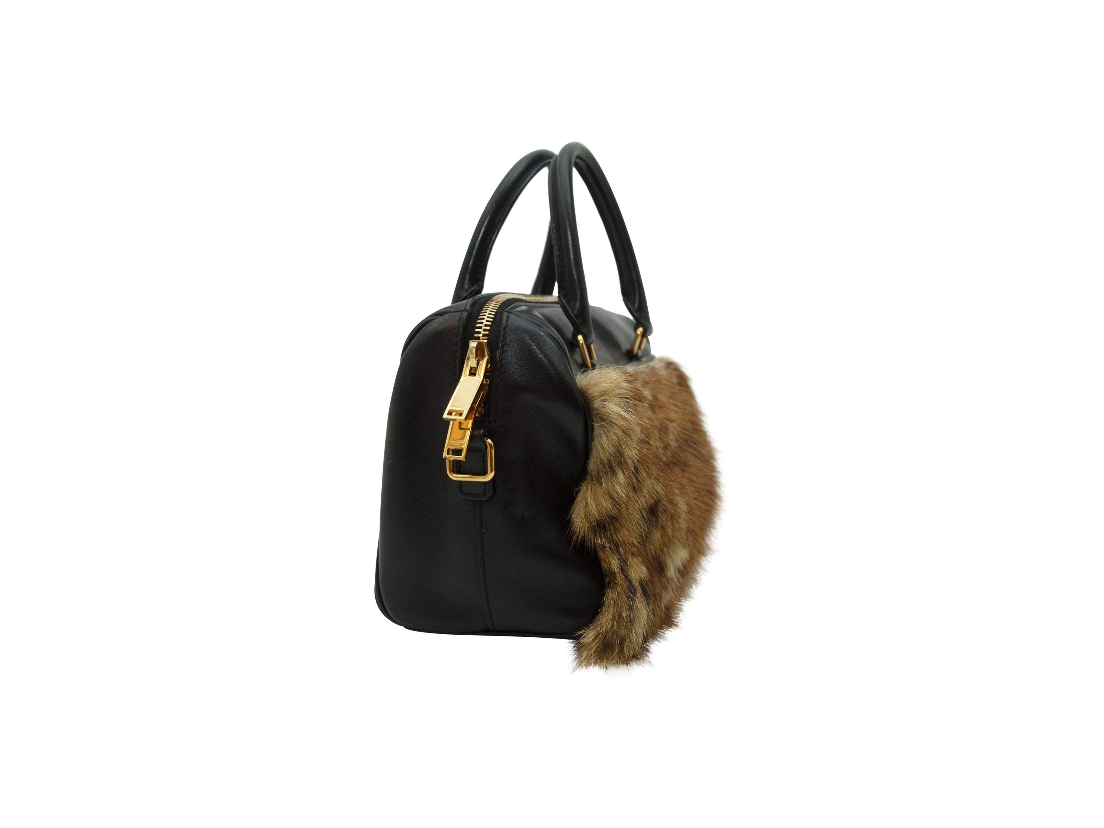 Women's Saint Laurent Black & Brown Leather & Marmont Fur Satchel