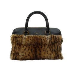 Saint Laurent Black & Brown Leather & Marmont Fur Satchel