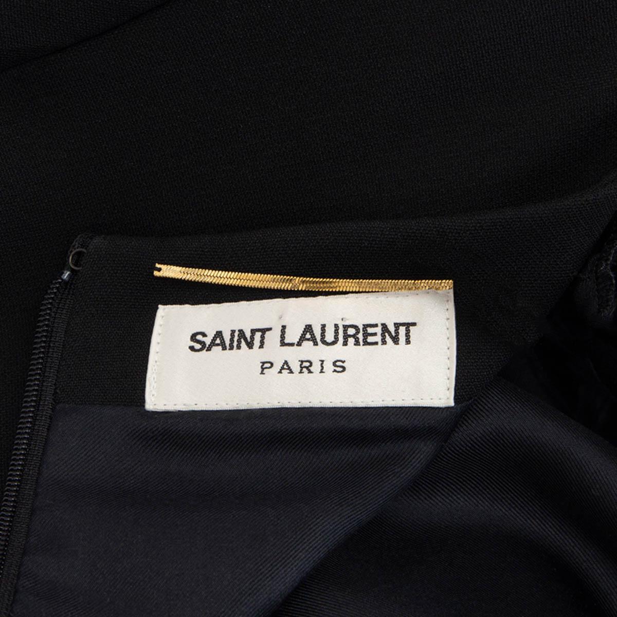 SAINT LAURENT black CADY SHORT SLEEVE SHIFT MINI Dress 36 XS For Sale 1