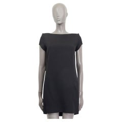 SAINT LAURENT black CADY SHORT SLEEVE SHIFT MINI Dress 36 XS