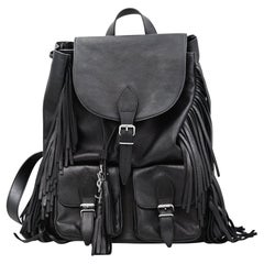 Saint Laurent Black Calfskin Fringe Festival Backpack GNR415196