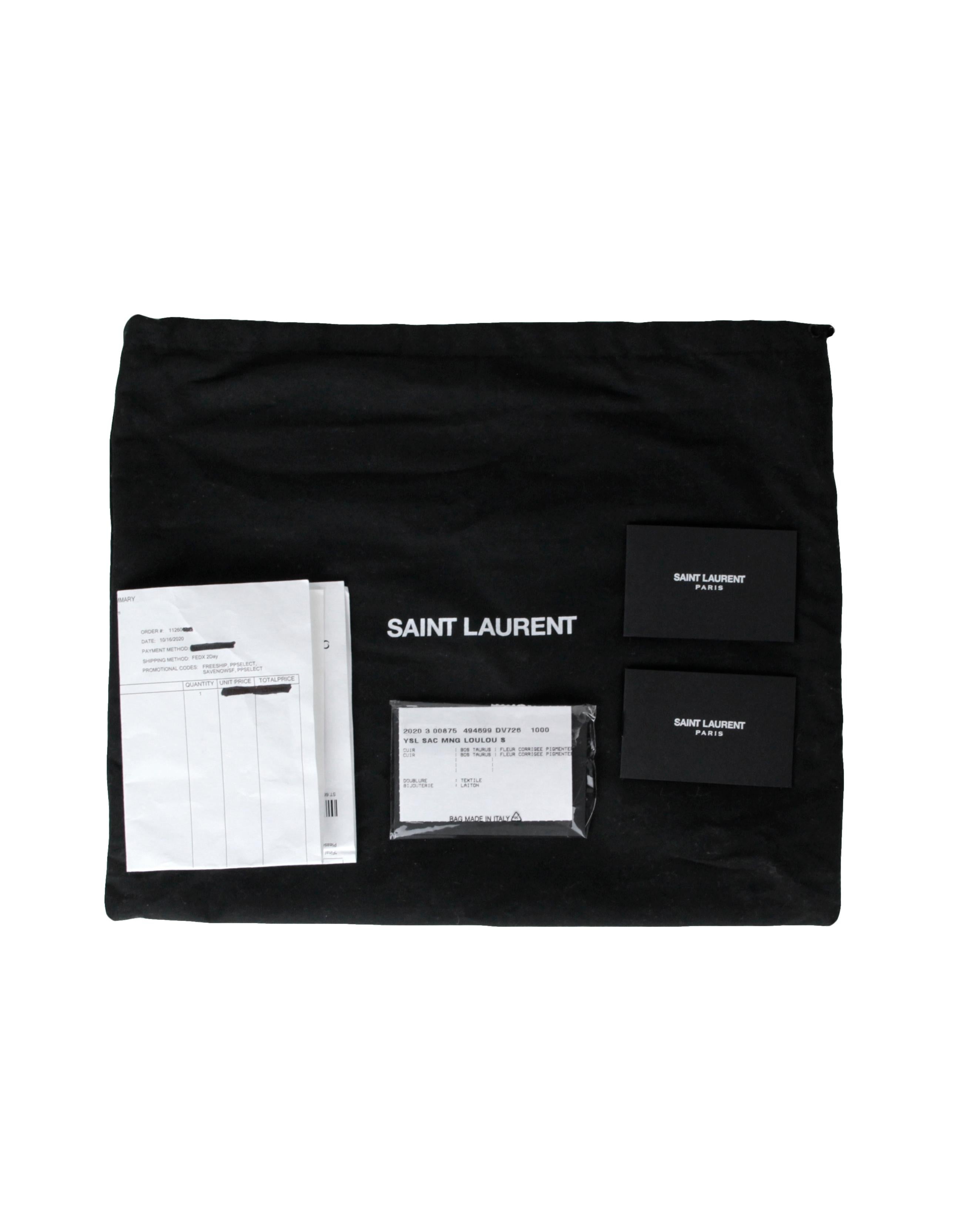 Saint Laurent Black Calfskin Leather Monogram Small Loulou Chain Shoulder Bag 5