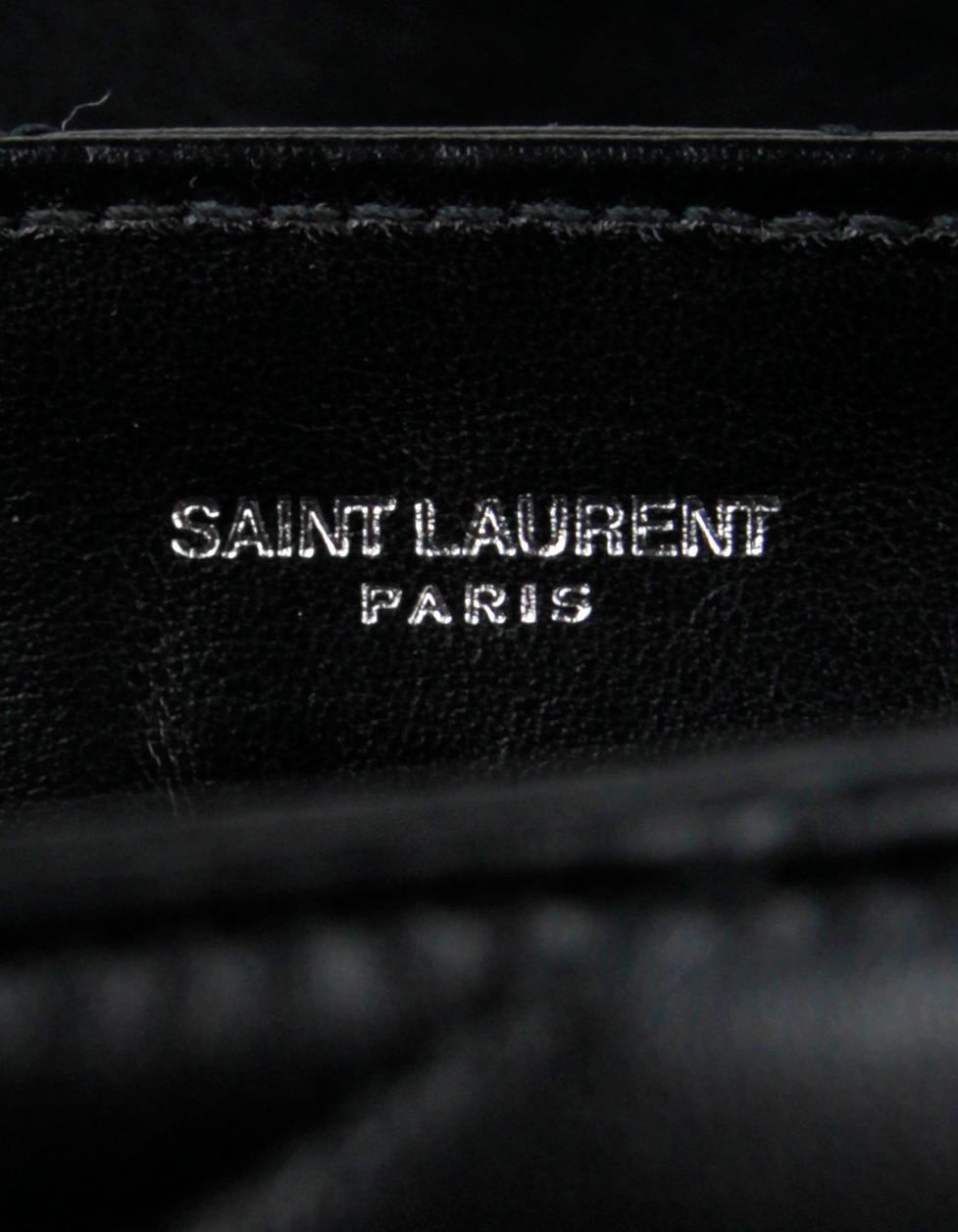 Saint Laurent Black Calfskin Leather Monogram Small Loulou Chain Shoulder Bag 6