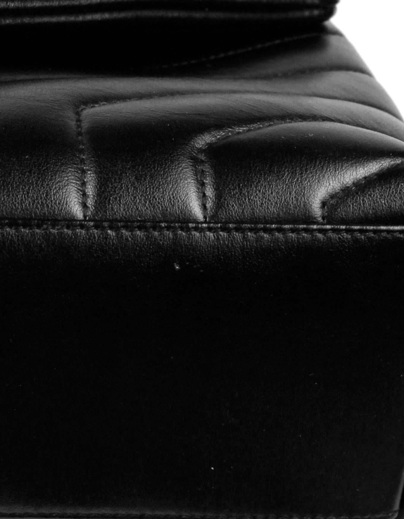 Saint Laurent Black Calfskin Leather Monogram Small Loulou Chain Shoulder Bag 1