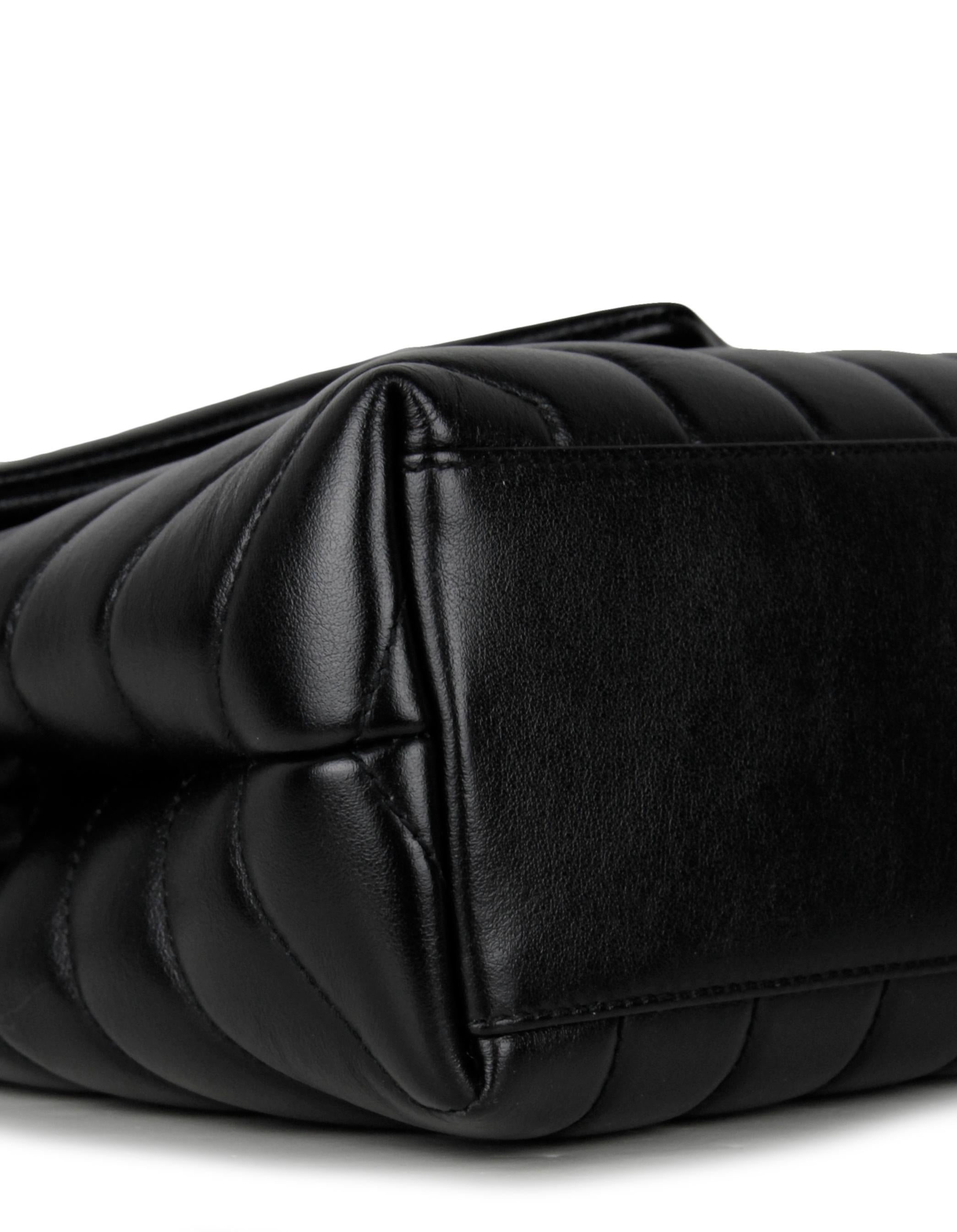 Saint Laurent Black Calfskin Leather Monogram Small Loulou Chain Shoulder Bag 2
