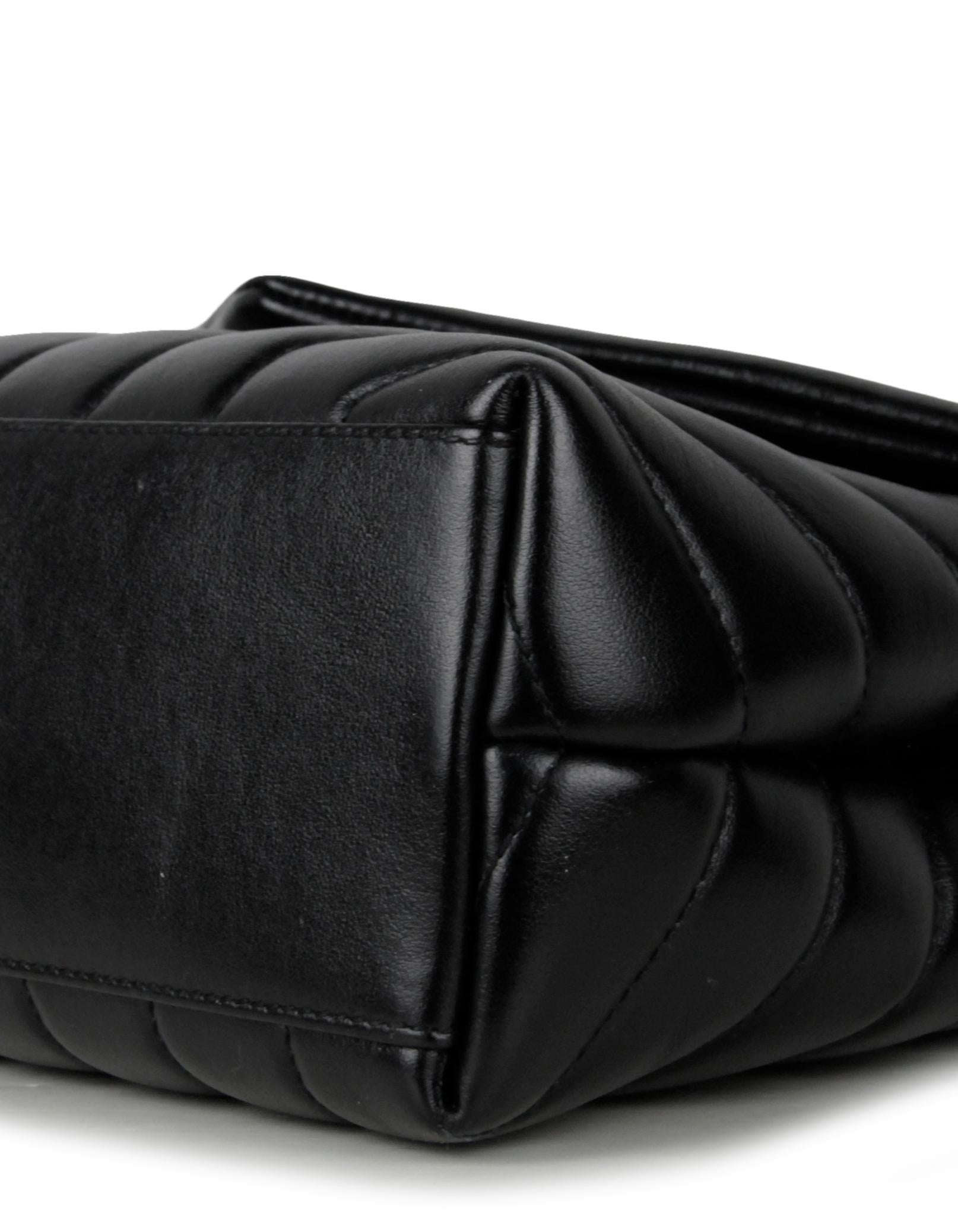 Saint Laurent Black Calfskin Leather Monogram Small Loulou Chain Shoulder Bag 3