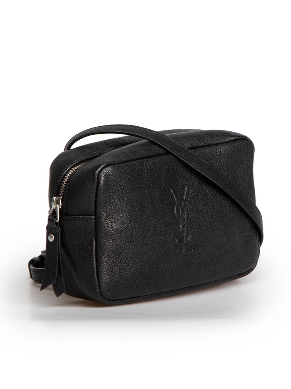 CONDITION is Very good. Minimal wear to bag is evident. Minimal wear to the front with very light indents to the leather on this used Saint Laurent designer resale item.
 
 Details
 Lou
 Black
 Leather
 Embossed logo
 Mini belt bag
 Adjustable