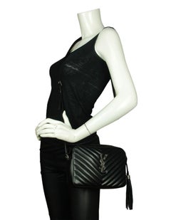 Saint Laurent Black Calfskin Matelasse Monogram Lou Camera Bag