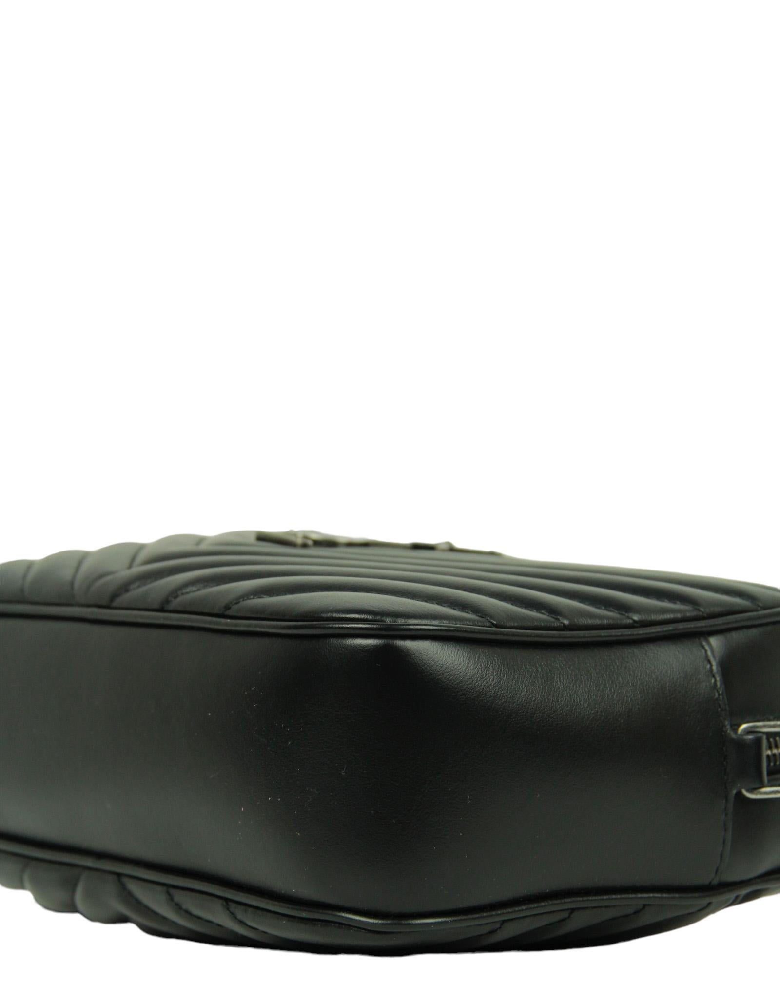 Saint Laurent Black Calfskin Matelasse Monogram Lou Camera Bag For Sale 1
