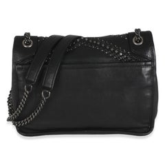 Saint Laurent Black Calfskin Matelasse Studded Small Niki Chain Bag