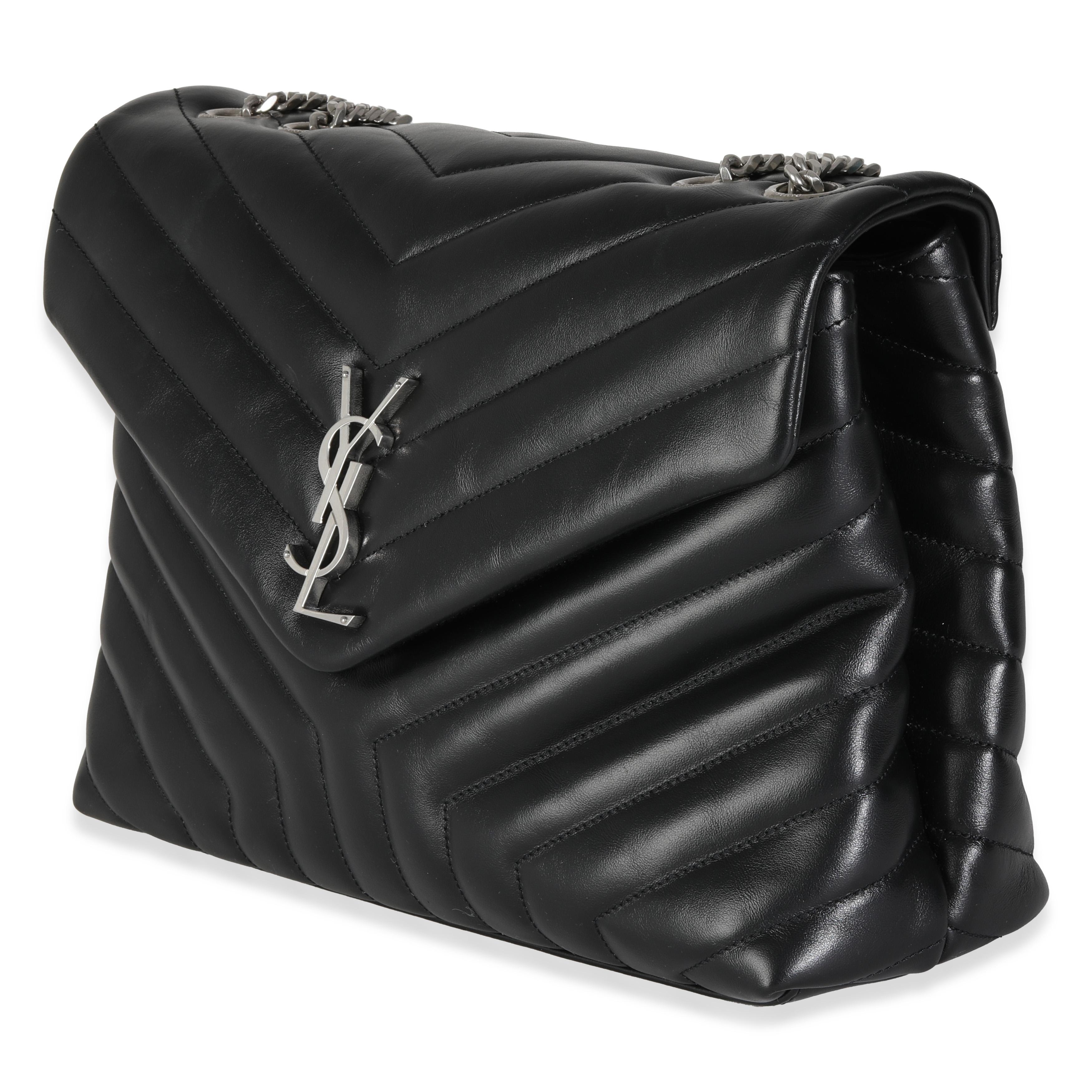 Women's Saint Laurent Black Calfskin Medium Loulou Chain Bag