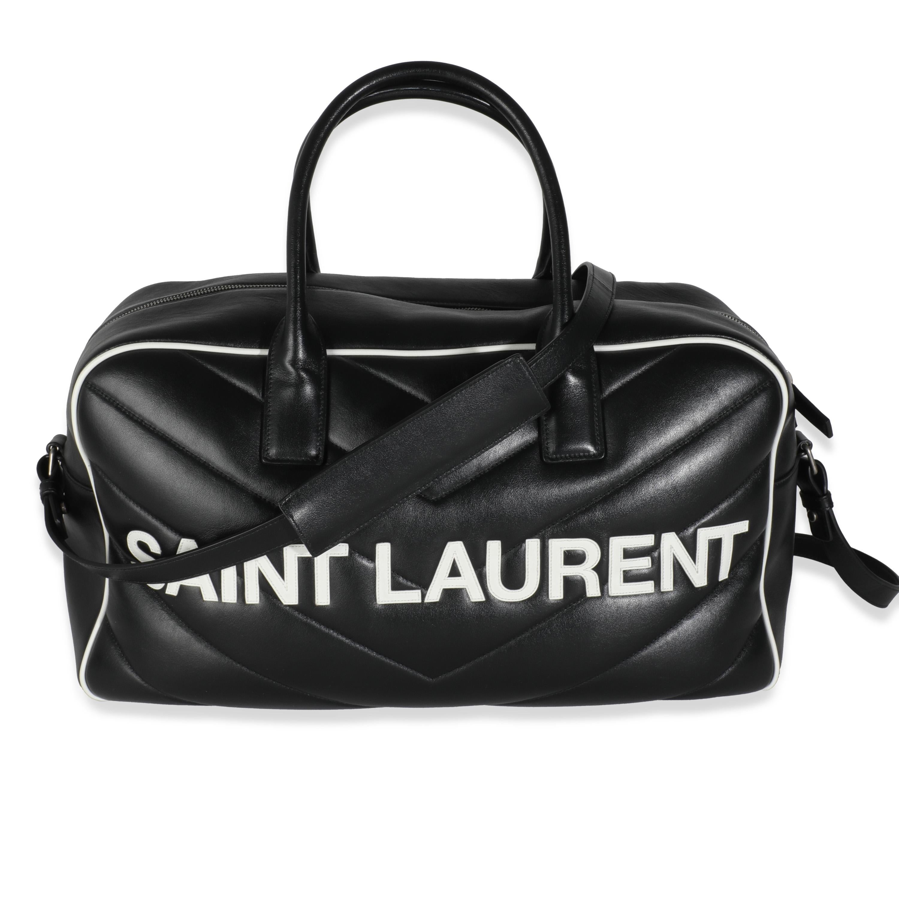 Women's or Men's Saint Laurent Black Calfskin Medium Miles Logo Bowler Duffle Bag For Sale
