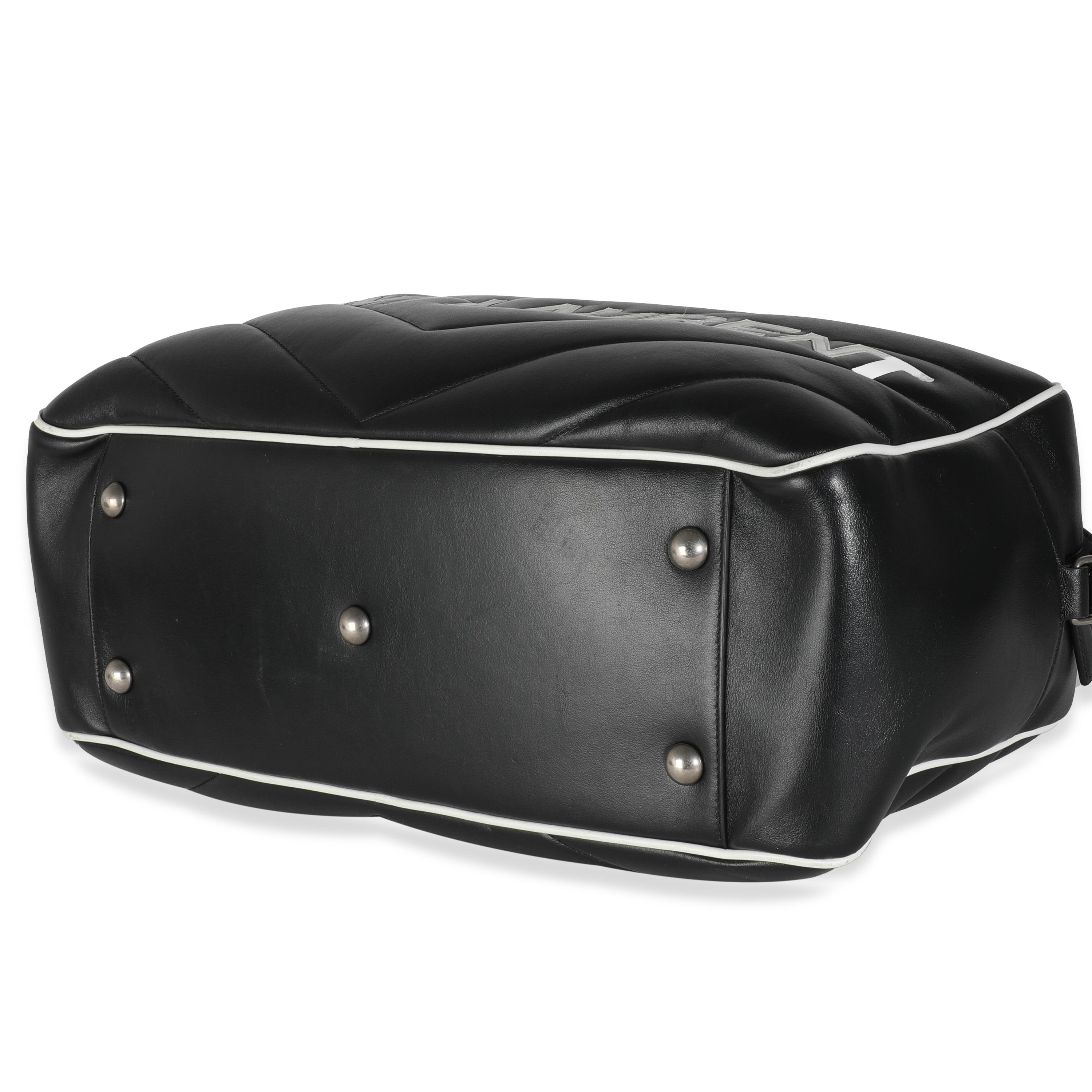 Saint Laurent Black Calfskin Medium Miles Logo Bowler Duffle Bag For Sale 3