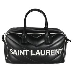 Saint Laurent Black Calfskin Medium Miles Logo Bowler Duffle Bag
