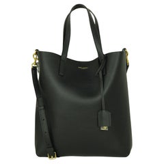 Saint Laurent Black Calfskin Toy Shopping Tote Bag w/ Detachable Shoulder Strap