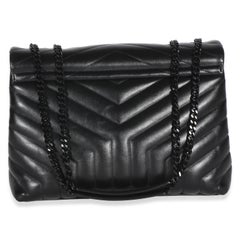 Saint Laurent Black Calfskin Y Quilted Monogram Medium Loulou Chain Satchel