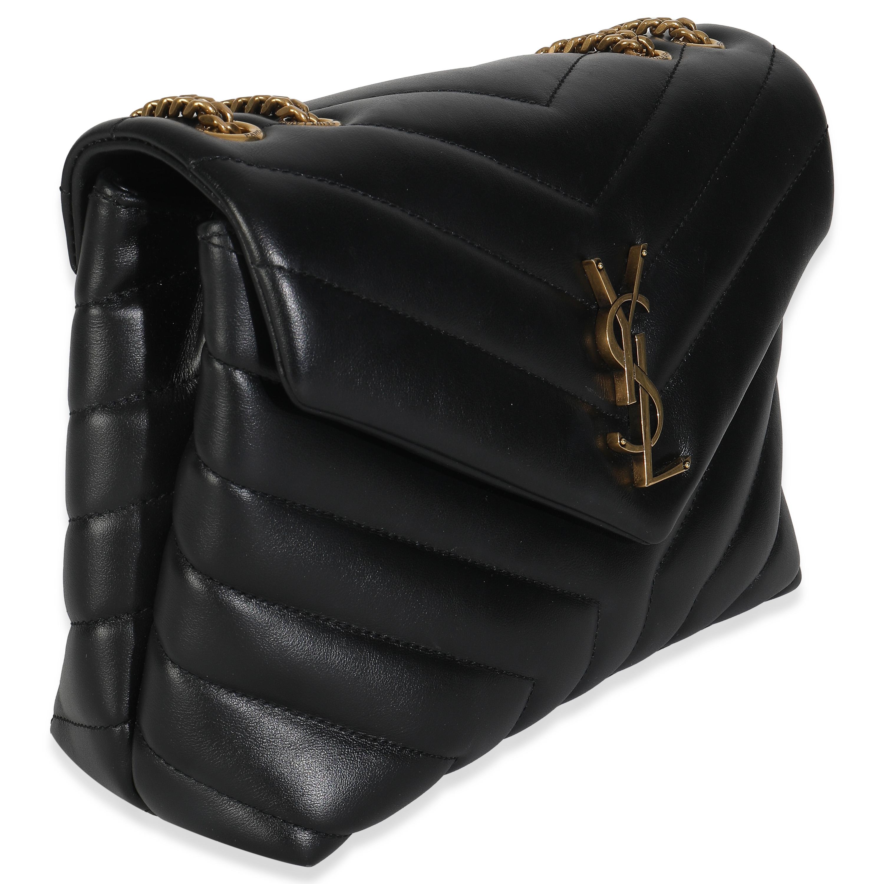 Saint Laurent Schwarzes Kalbsleder Y Gestepptes Monogram Kleine Loulou Kette Satchel im Zustand „Hervorragend“ im Angebot in New York, NY