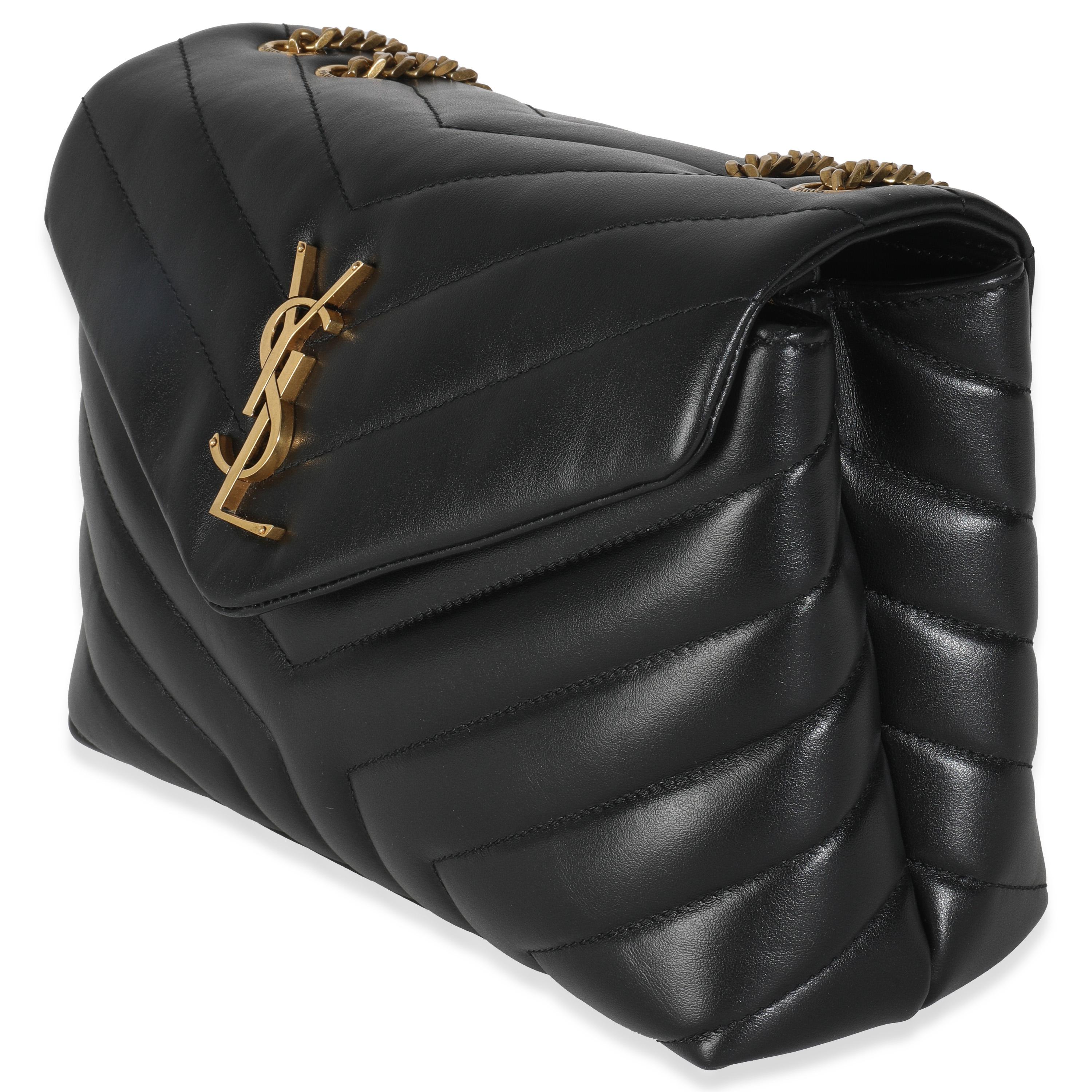 Saint Laurent - Borsa in pelle di vitello nera Y trapuntata Monogram Piccola Loulou con catena In condizioni ottime in vendita a New York, NY