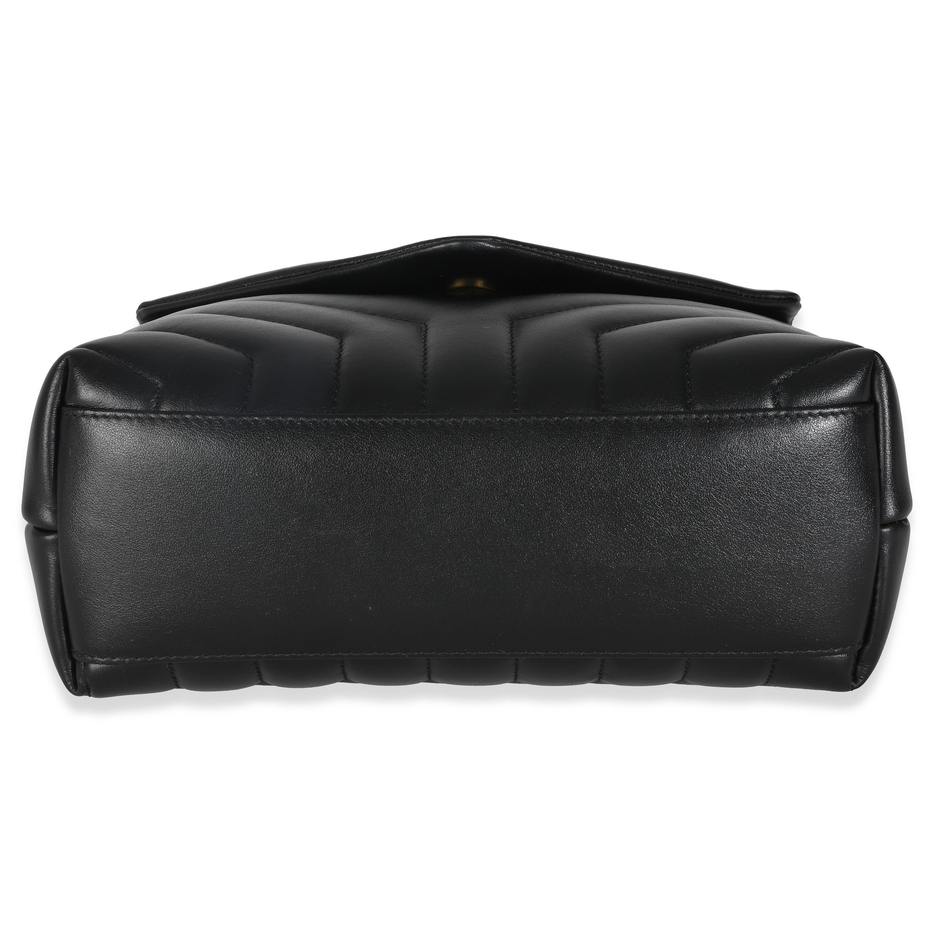 Saint Laurent - Borsa in pelle di vitello nera Y trapuntata Monogram Piccola Loulou con catena in vendita 3