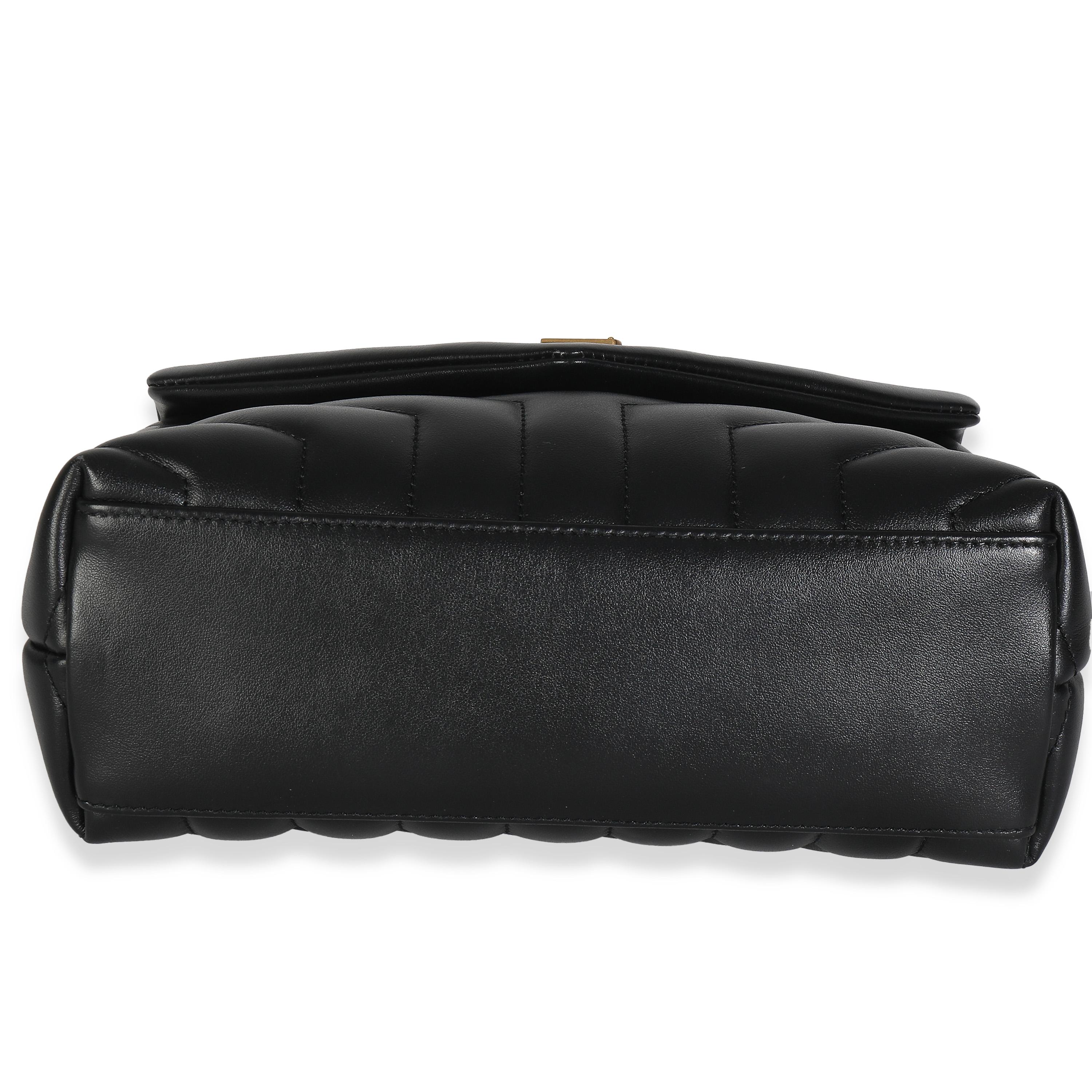 Saint Laurent Schwarzes Kalbsleder Y Gestepptes Monogram Kleine Loulou Kette Satchel im Angebot 4