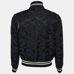 Saint Laurent Black Camu Printed Cotton Blend Teddy Jacket M