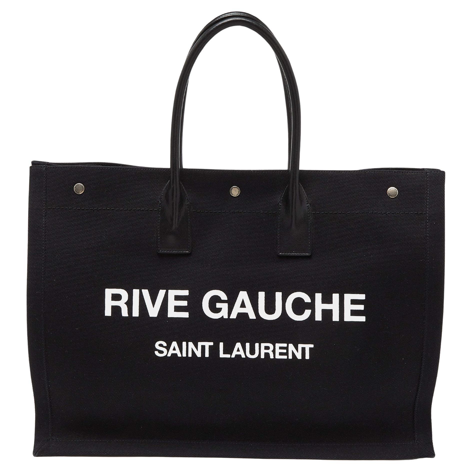 Saint Laurent Black Canvas and Leather Large Rive Gauche Shopper Tote